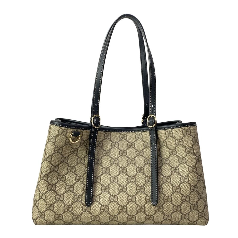 Gucci GG emblem medium tote bag Tote Bag 815214 Beige Dark Brown Black PVC